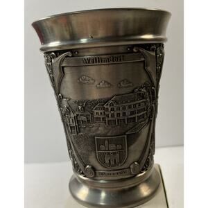 6 ounce Zinn Becker Stuttgart Pewter Shot Glass Coat of Arms Design